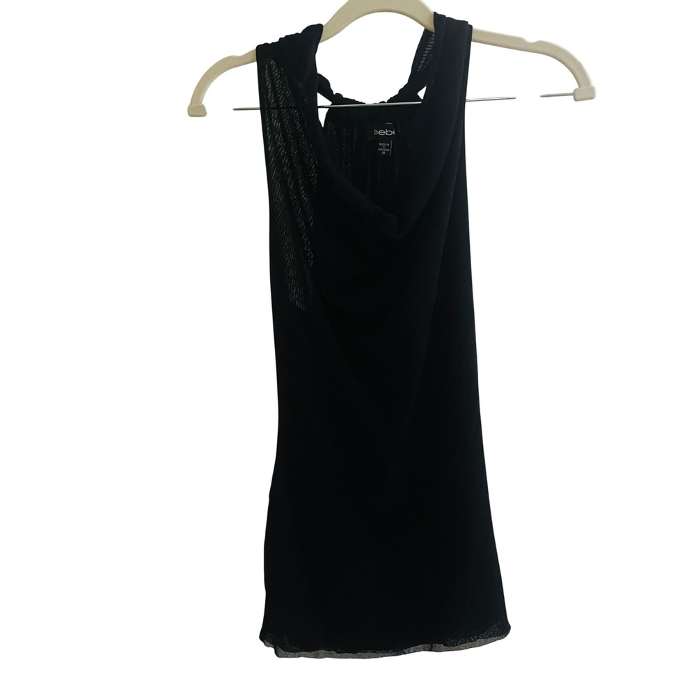 bebe Vintage Womens Y2K Whimsigoth Sheer Mesh Drape Neck Halter Top M Witchy